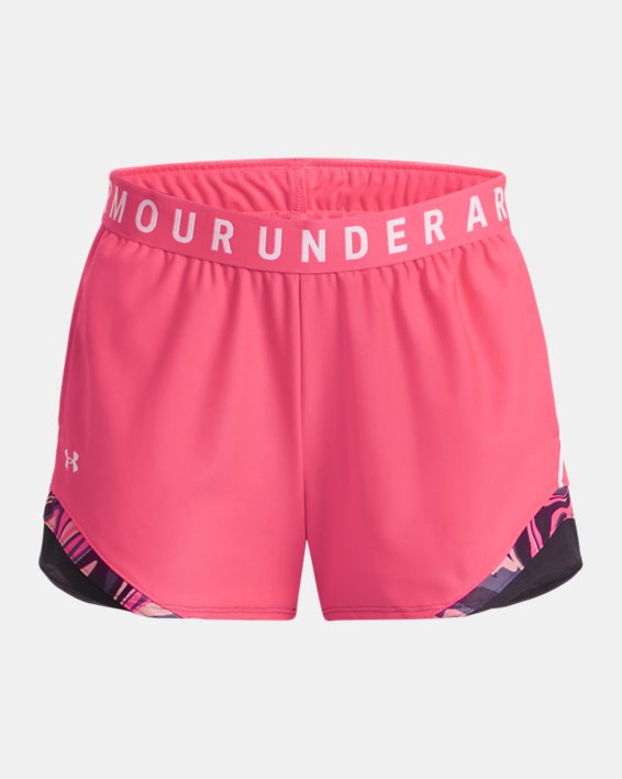 女士UA Play Up 3.0 Tri Color短褲 in Pink image number 4